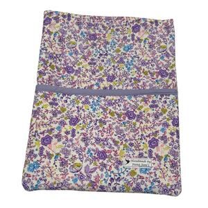 Handmade Quilted iPad Large Book Sleeve Front Pocket NEW 12"x9" Purple Floral